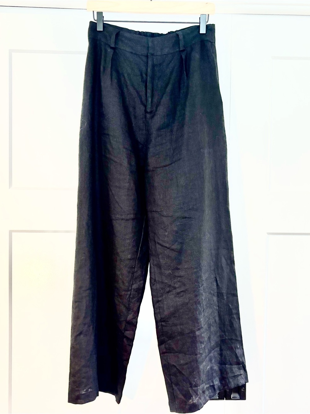 Faithfull the Brand Black Wide-Leg Linen Pants